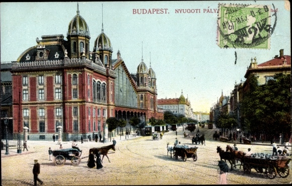 Postcard Budapest Ungarn, Nyugati railway station