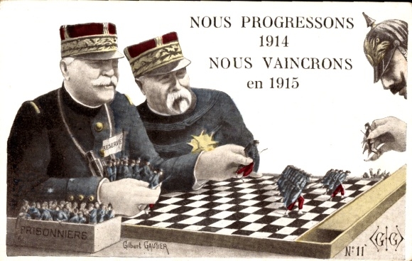 PC Nous Progressons 1914, Nous Vaincrons, Joffre, Guillaume II, Échecs, chess, prisoners of war