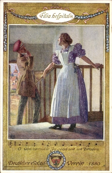 Studentika Song Postcard Filia hospitalis, O blissful youth with joy, German School Association 92
