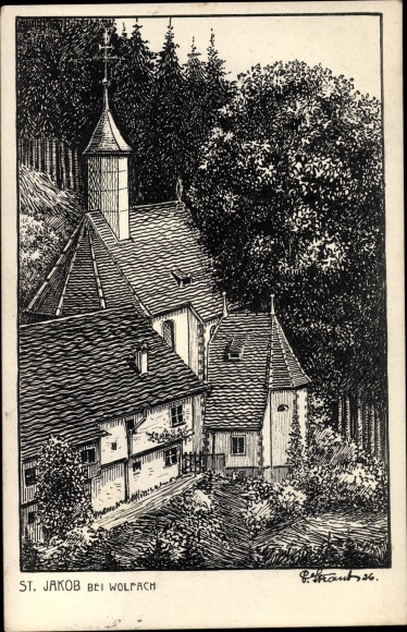Artist PC Straub, Wolfach in the Black Forest, St. Jakob, Jakobuskapelle