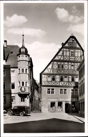 Postcard Künzelsau am Kocher Hohenlohekreis, Mainzerhaus, business, car