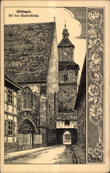 Ak Göttingen in Niedersachsen,  Marienkirche, Straße,  Architektur