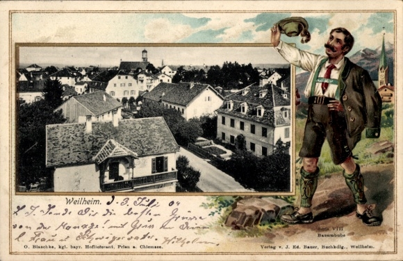 Passepartout PC Weilheim Upper Bavaria, general view, man in traditional costume