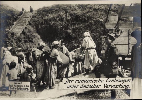 Postcard Romanian harvest under German administration, I WW