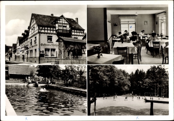 Ak Asbach Modautal in het Odenwald, pension, herberg en slagerij van August Schütz