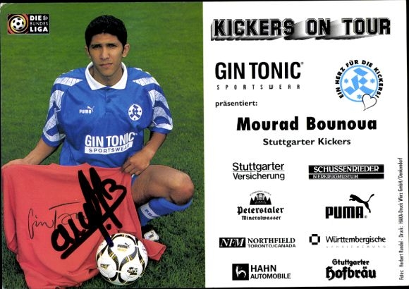 Autograph card footballer Mourad Bounoua, SV Stuttgarter Kickers, autograph