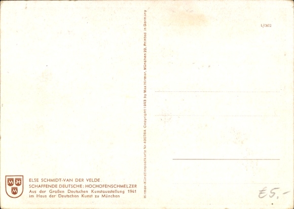 Artist PC Schmidt Van der Velde, Else, blast furnace smelter, creative Germans