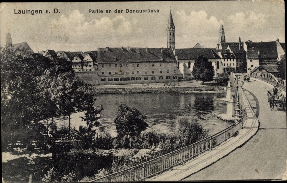 Ak Lauingen aan de Donau-Zwabische Alb, Donau-brug