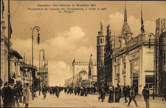 Set von 83 Ansichtskarten, Brüssel Weltausstellung 1910