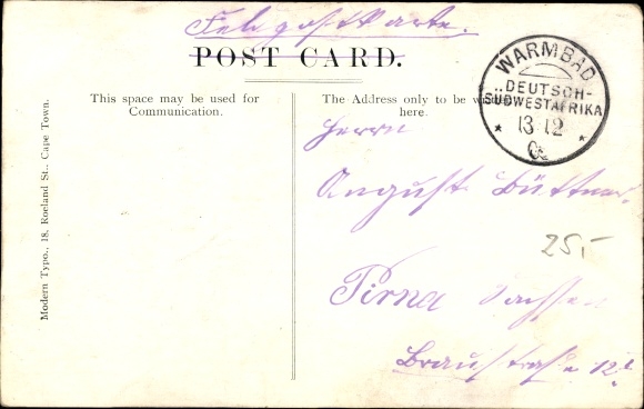 Postcard Warmbad German Southwest Africa Namibia, Landscape, Raman&#39;s Drift