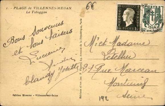 Postcard Villennes-Medan sur Seine Yvelines, Plage, Toboggan