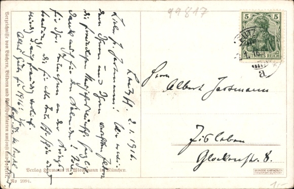 Passepartout artist Postcard Lutherstadt Eisenach in Thuringia, Wartburghof, snow, quote from Luther,