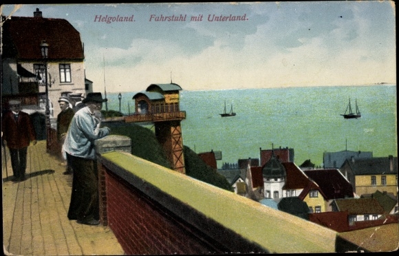 Ak Nordseeinsel Helgoland, Fahrstuhl mit Unterland