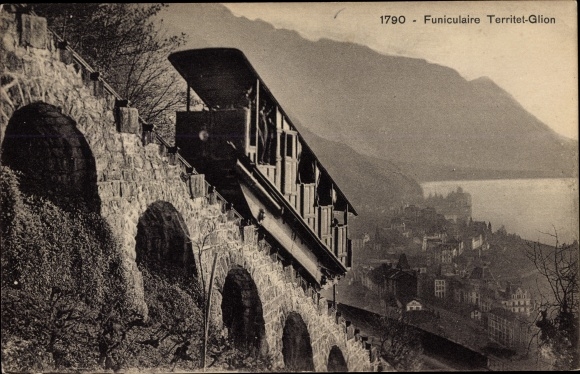 Ak Glion Kanton Waadt, Funiculaire Territet