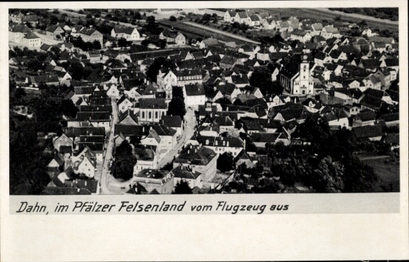 Postcard Dahn in the Palatinate, aerial photograph