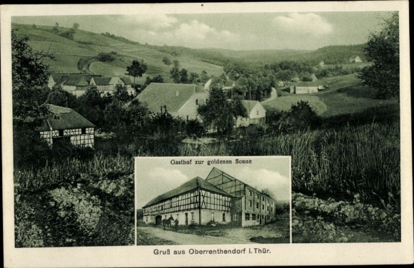 Ak Oberrenthendorf, Gasthof zur goldenen Sonne, paard