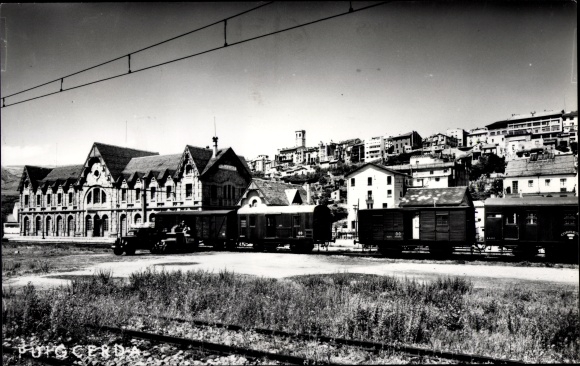 Postcard Puigcerda Catalonia, Estacion, Train Station, Trackside, Boxcar