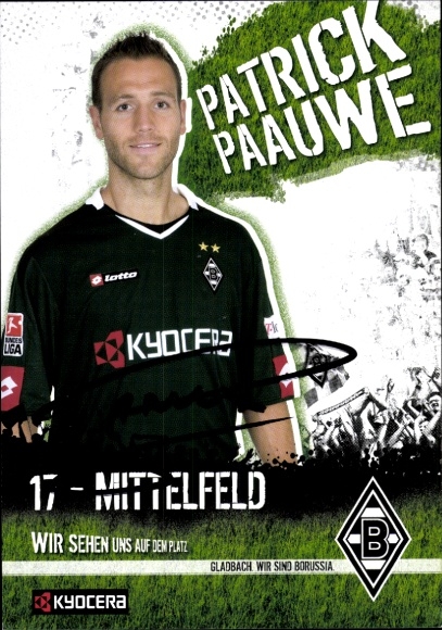 Autogrammkarte Fußballer Patrick Paauwe, Borussia Mönchengladbach, Autogramm