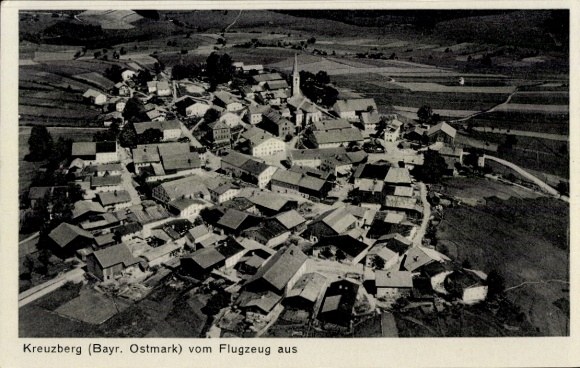 Postcard Kreuzberg Freyung in the Bavarian Forest, aerial photograph