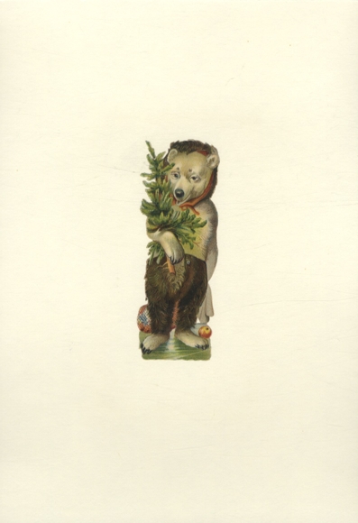 Oblate Polar Bear in Human Clothes with Christmas Tree, approx. 12 x 5 cm
