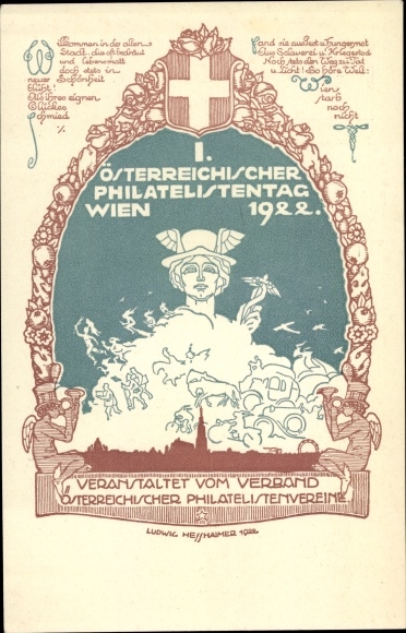 Postwaardestuk kunstenaarsbriefkaart Hesshaimer, I. Oostenrijkse Filatelistendag 1922 Wenen, PP 94