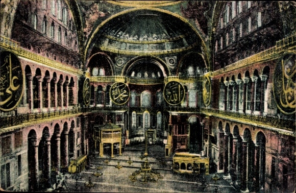 Ak Konstantinopel Istanbul Türkei, Interieur de la Mosquee Ste Sophie