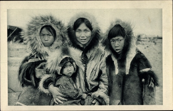 Ak Alaska USA, Eskimo's uit de Behringstraat, familie