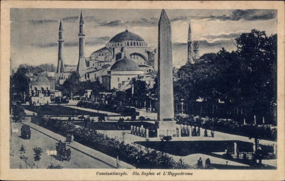 Ak Konstantinopel Istanbul Türkei, Hagia Sophia, Obelisk, Hippodrom, Minarette, Stadtansicht