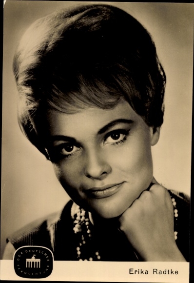 Postcard Actress, Presenter Erika Radtke, GDR German Television, portrait