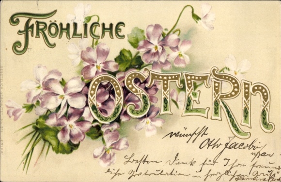 Präge Ak Glückwunsch Ostern, Blumen