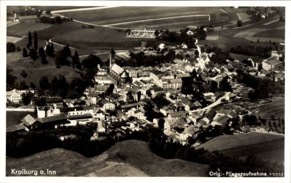 Postcard Kraiburg am Inn Upper Bavaria, aerial photograph