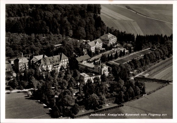 Postcard Jordanbad Biberach an der Riß in Upper Swabia, aerial photograph