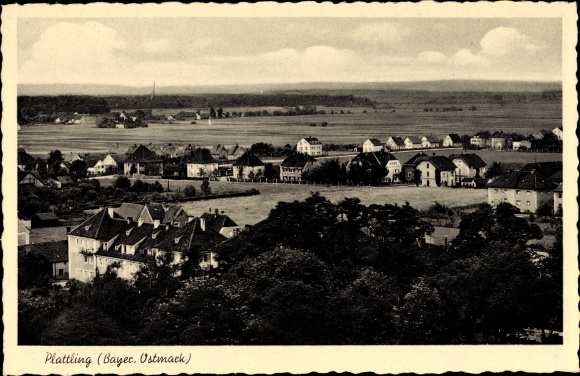 Postcard Plattling im Gäuboden Lower Bavaria, city panorama, fields