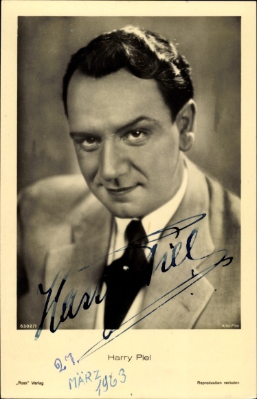 Postcard actor Harry Piel, portrait, autograph