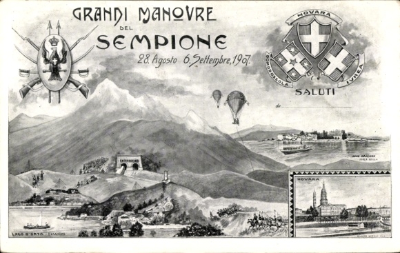 PC Simplon Canton Valais, Great Maneuver 1907, Sempione, Hospice, Coat of Arms
