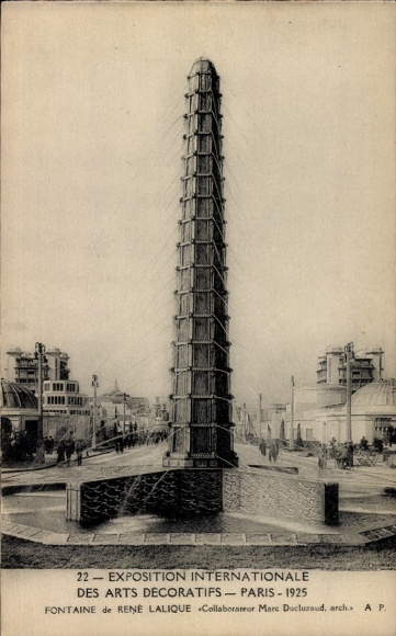 Postcard Paris France, International Exhibition of Decorative Arts 1925, Fontaine de René Lalique