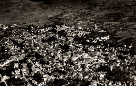 Postcard Malsch in Baden, aerial photograph