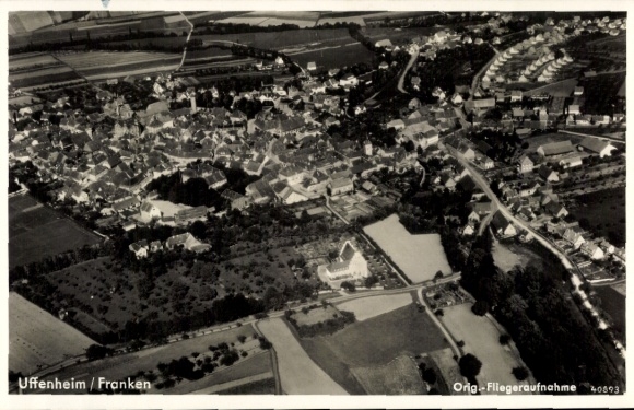 Postcard Uffenheim in Middle Franconia, aerial photograph
