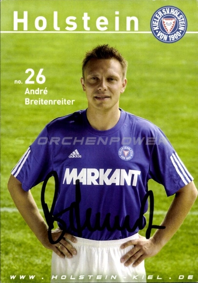 Karta autografu piłkarza André Breitenreitera, Holstein Kiel, autograf