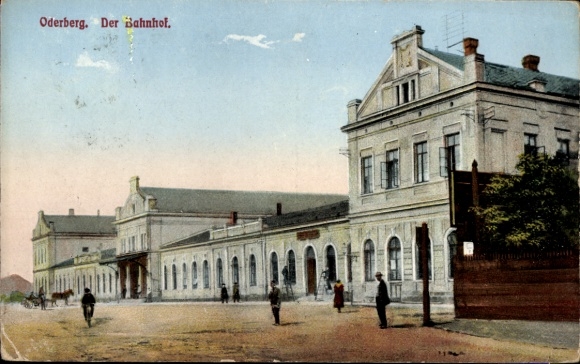 Postcard Bohumín Oderberg Reg. Moravian Silesia, view from the train station