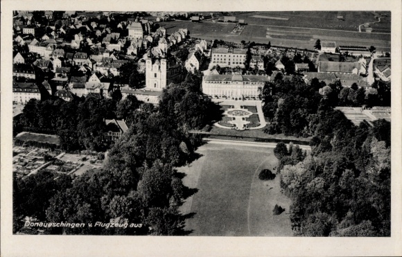 Postcard Donaueschingen in the Black Forest, aerial photograph