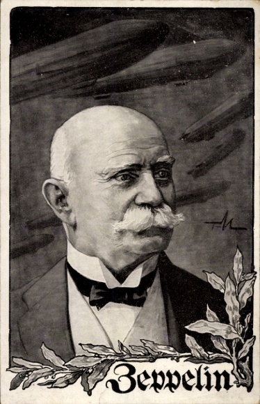 Artist Postcard Ferdinand Graf von Zeppelin, Portrait, German Air Fleet Association