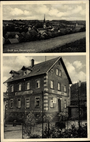 Postcard Gauangelloch Leimen in Baden, panorama, economy to the alp