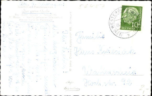 Postcard Westerburg in the Westerwald, Gasthof Zur guten Quelle