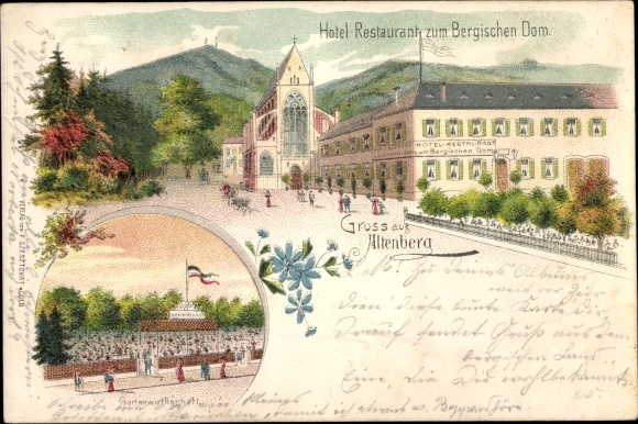 Litho Altenberg Odenthal Bergisches Land, Hotel Restaurant zum Bergischen Dom, Altenberger Dom
