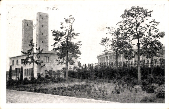Ak Berlin Charlottenburg Westend, Reichssportfeld 1936, Osttor, Deutsche Kampfbahn