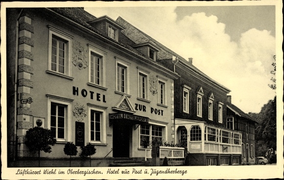 Postcard Wiehl in the Oberberg district, Hotel zur Post and youth hostel
