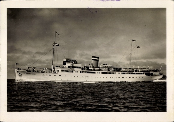 Postcard MS queen Luise off Heligoland, HAPAG Seebäderdienst