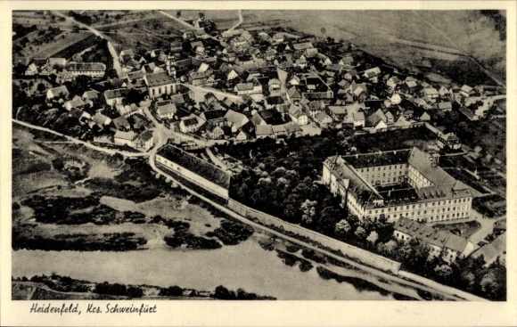 Postcard Heidenfeld Röthlein in Lower Franconia Bavaria, aerial photograph