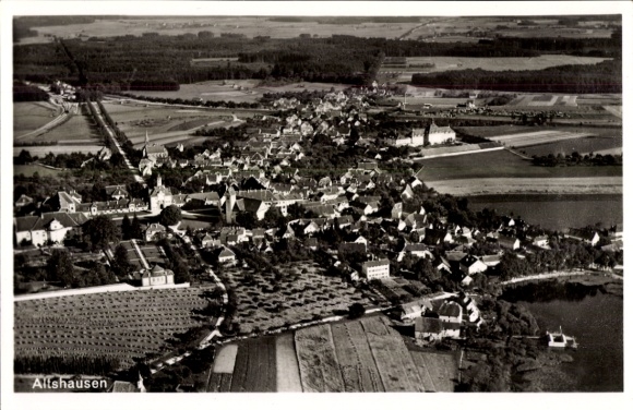 Ak Altshausen in Oberschwaben Württemberg, Fliegeraufnahme